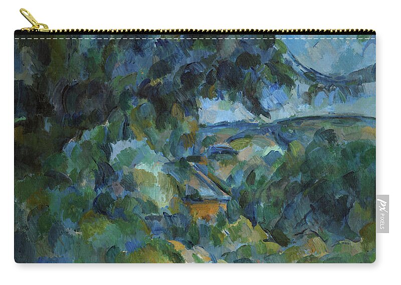 Paul Cezanne Zip Pouch featuring the painting Blue Landscape, 1906 by Paul Cezanne