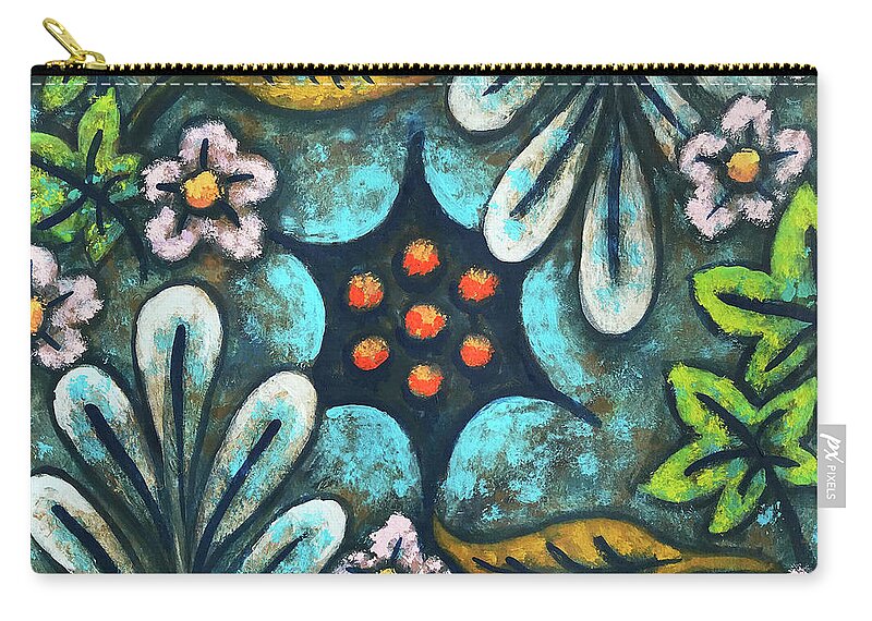 Flower Zip Pouch featuring the painting Blue Mood 2 by Amy E Fraser