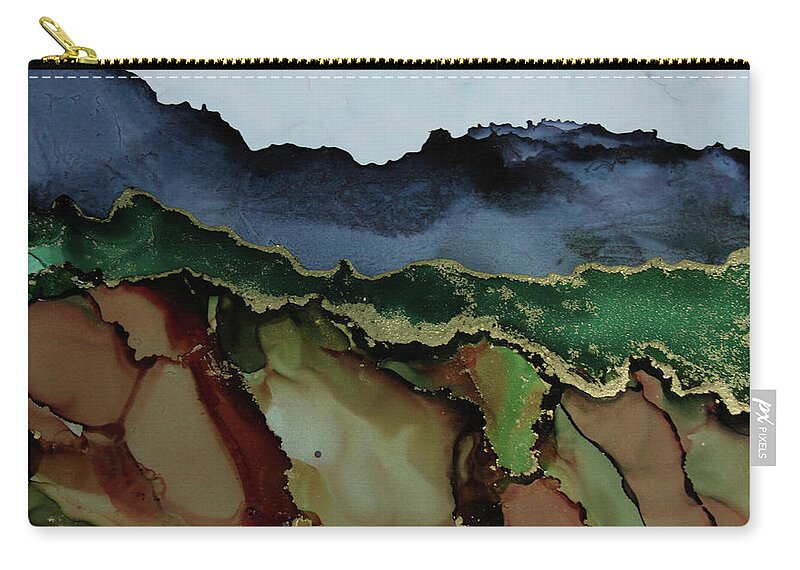 Blue Zip Pouch featuring the painting Blue Mountains I by Jenny Armitage