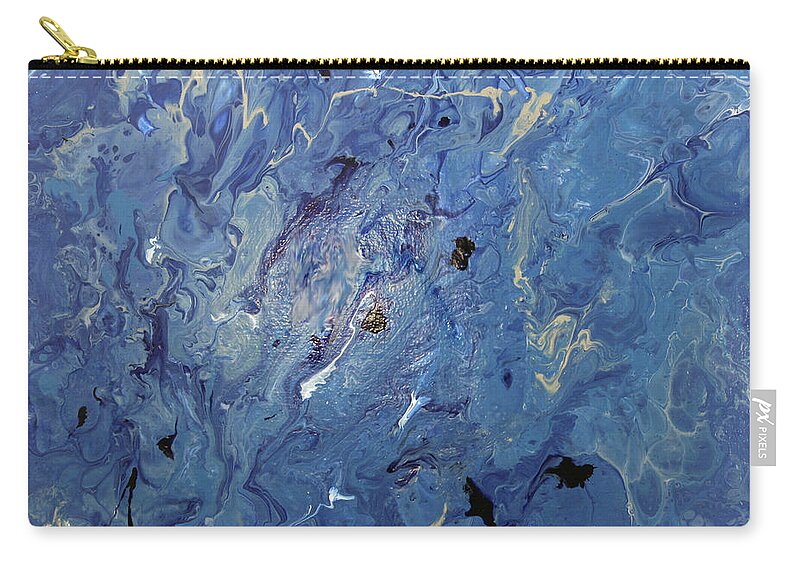 Abstract Zip Pouch featuring the painting Blue Ocean Acrylic Pour by Donna Walsh