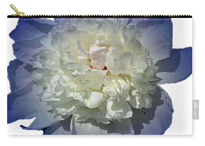 Blue Carry-all Pouch featuring the photograph Blue Peony Flower Designed for Shirts by Delynn Addams