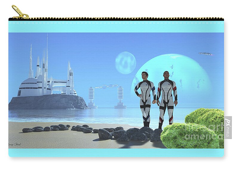 Architecture Zip Pouch featuring the digital art Blue Planet by Corey Ford