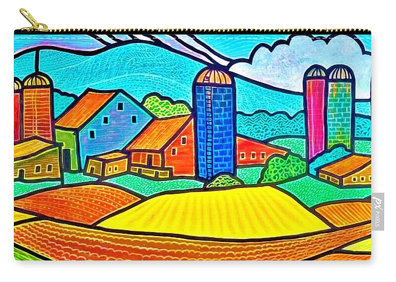 Blue Zip Pouch featuring the painting Blue Silo by Jim Harris