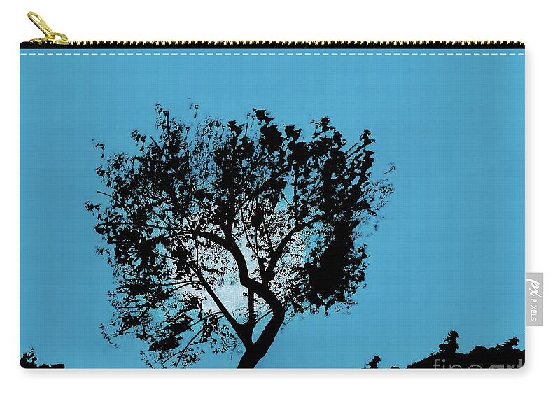 Moon Zip Pouch featuring the drawing Blue Sky Moon by D Hackett