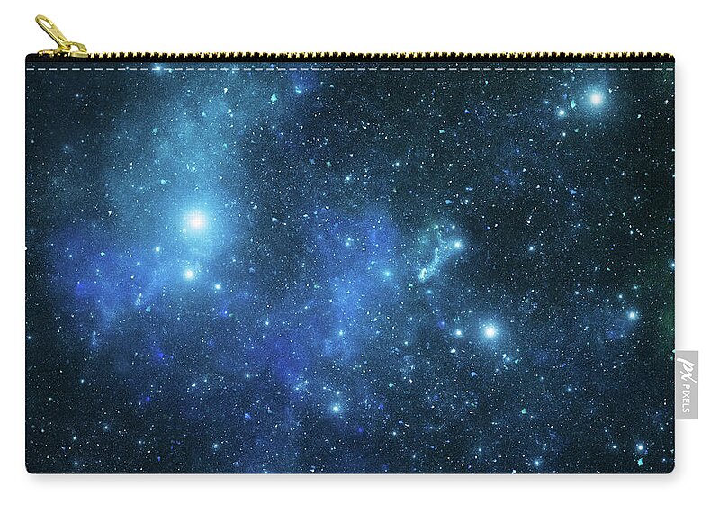 Black Color Zip Pouch featuring the photograph Blue Space Galaxy by Sololos