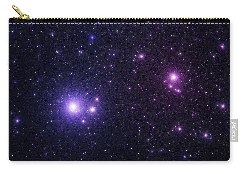 Black Color Zip Pouch featuring the photograph Blue Space Stars by Sololos
