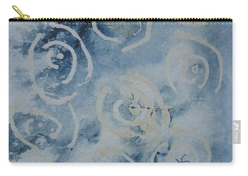 Blue Zip Pouch featuring the drawing Blue Spirals by AJ Brown