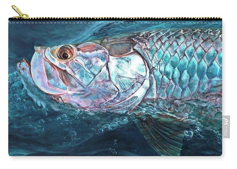Silver Carry-all Pouch featuring the painting Blue Water Tarpon by Pam Talley