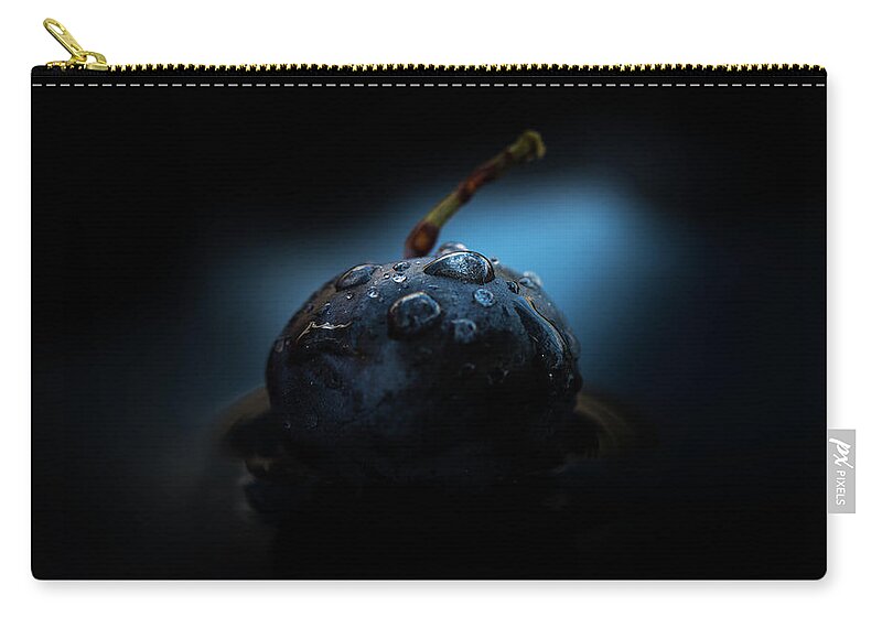 Stalk Zip Pouch featuring the photograph Blueberry and waterdrops by Jenco van Zalk