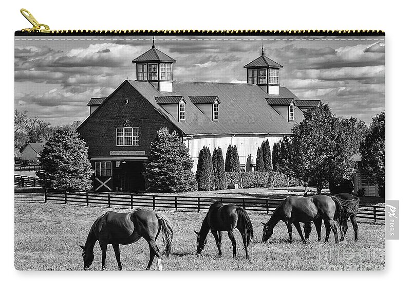 Lexington Zip Pouch featuring the photograph Bluegrass Horse Farm 2 by Bob Phillips