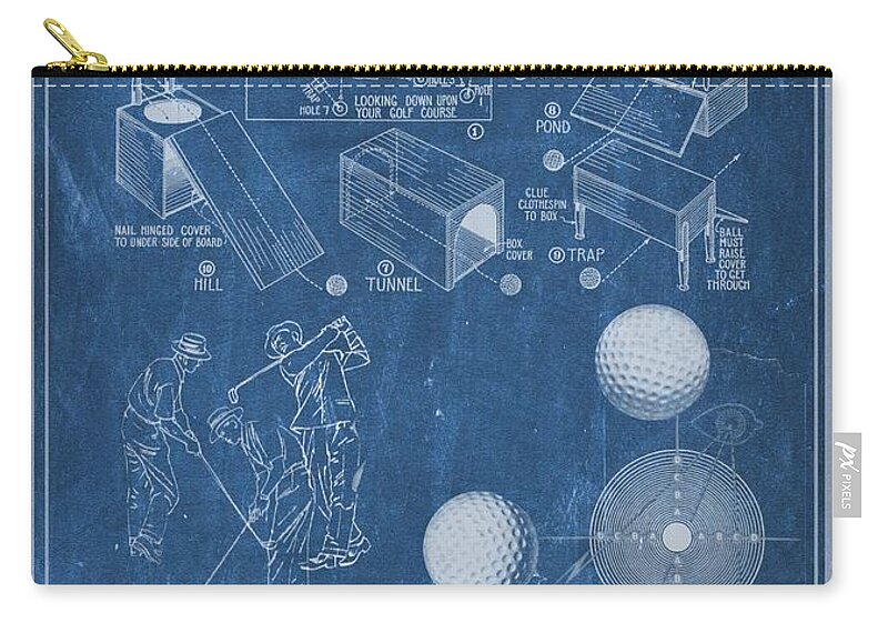 Sports Zip Pouch featuring the drawing Blueprint Of Golf by Unknown