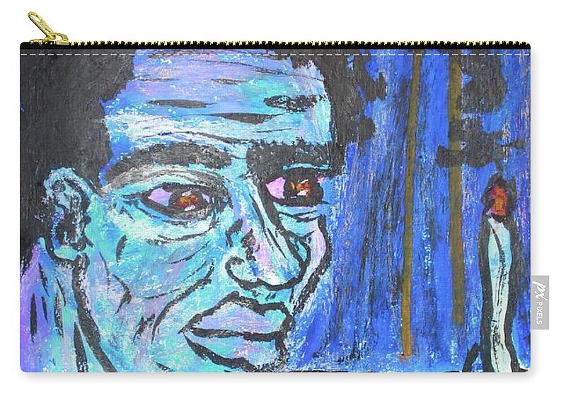 Acrylic Zip Pouch featuring the painting Blues by Odalo Wasikhongo