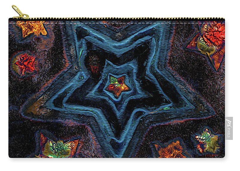 Abstract Zip Pouch featuring the ceramic art Bluestar Ceramic Tile Reproduction by Roslyn Wilkins