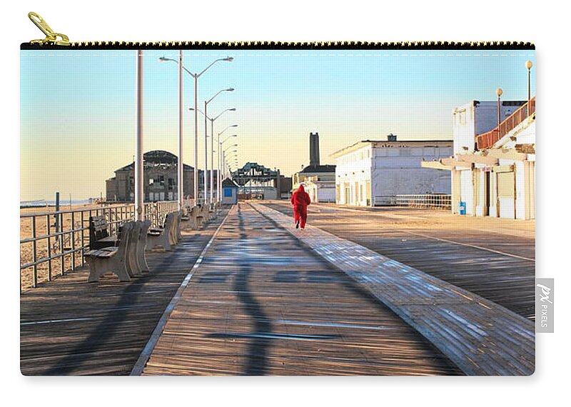 New Jersey Zip Pouch featuring the photograph Boardwalk Asbury Park 2005 by Chuck Kuhn
