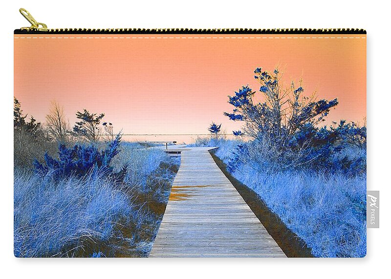 Boardwalk Carry-all Pouch featuring the mixed media Boardwalk to the Bay by Stacie Siemsen