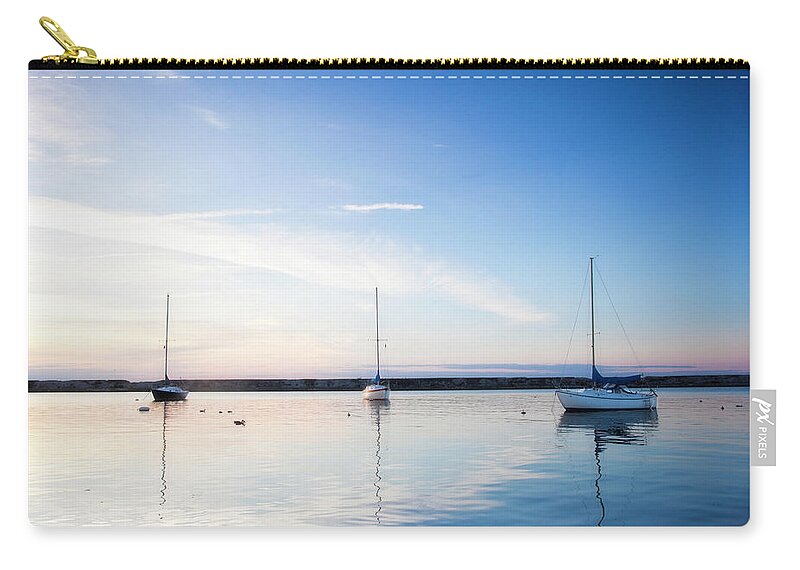 Scenics Zip Pouch featuring the photograph Boats At Dusk by Catlane