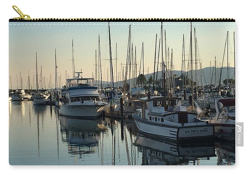 Sailboats Zip Pouch featuring the photograph Boats at Sunset by Mary Anne Delgado