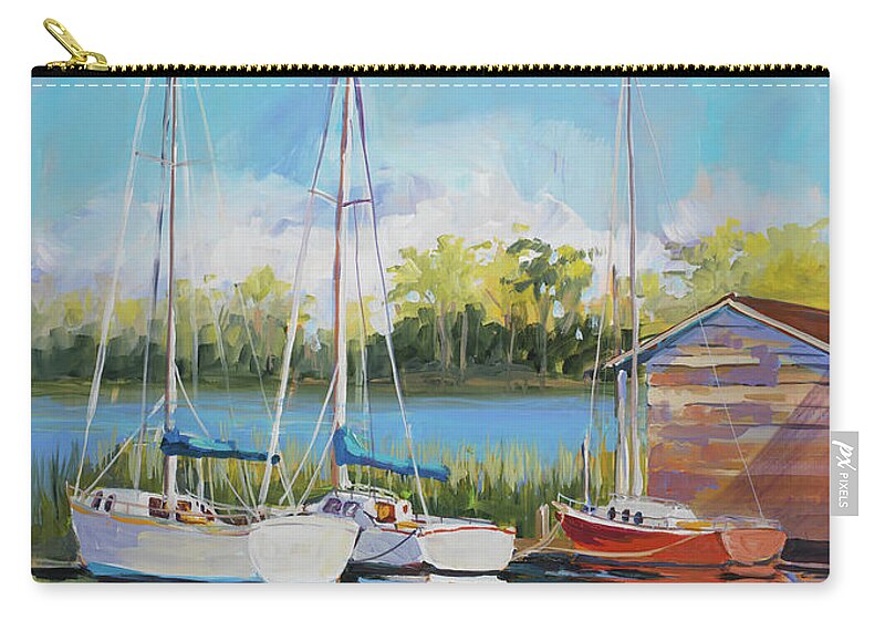 Boats Carry-all Pouch featuring the painting Boats by Jane Slivka