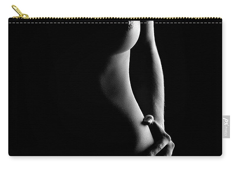Nude Zip Pouch featuring the photograph Bodyscape nude woman standing by Johan Swanepoel