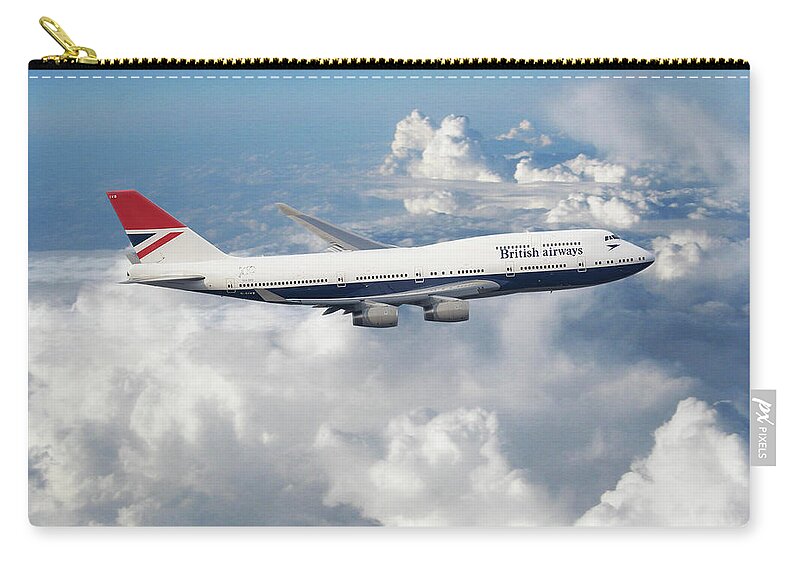 British Airways Boeing 747 Zip Pouch featuring the digital art Boeing 747-436 G-CIVB by Airpower Art