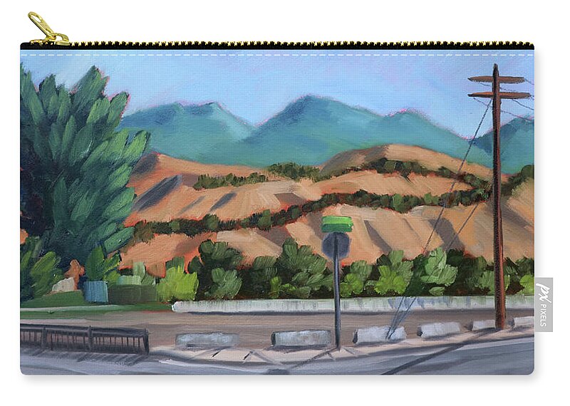Boise Idaho Zip Pouch featuring the painting Boise Foothills by Kevin Hughes