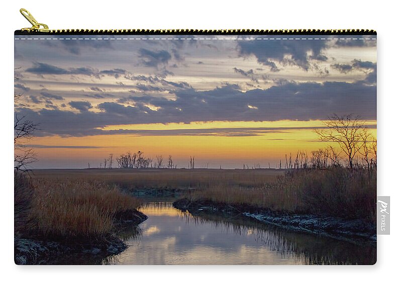 Bombay Hook Zip Pouch featuring the photograph Bombay Hook Dawn's Early Light by Kristia Adams