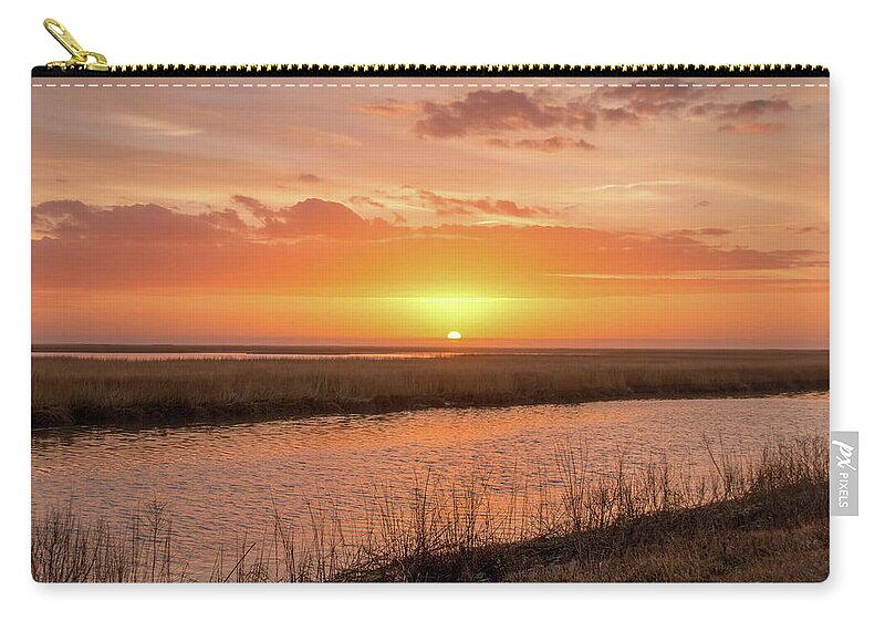 Bombay Hook Zip Pouch featuring the photograph Bombay Hook Sunrise by Kristia Adams