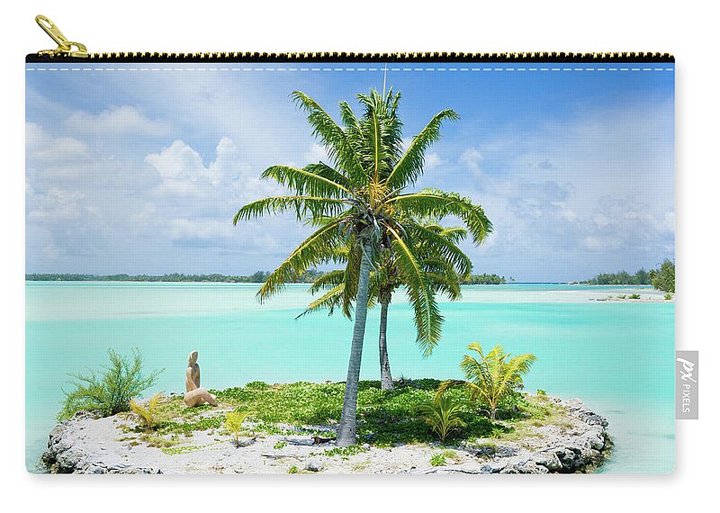 Scenics Zip Pouch featuring the photograph Bora-bora Island Airport Lagoon Islet by Mlenny