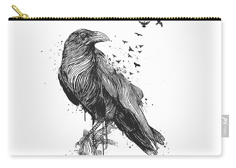 Bird Zip Pouch featuring the drawing Born to be free by Balazs Solti