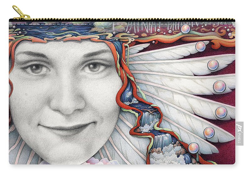Prismacolor Zip Pouch featuring the drawing Borne On The Wings Of Her Dreams by Amy S Turner
