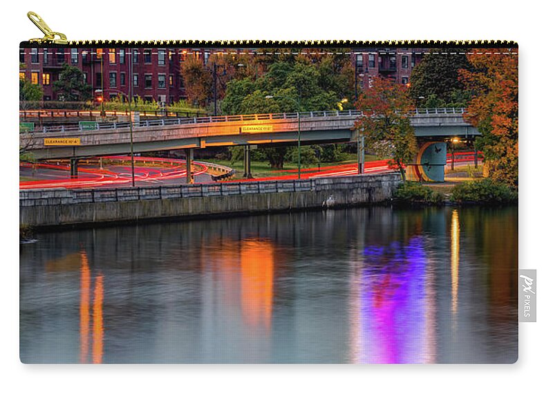 America Zip Pouch featuring the photograph Boston Citgo Sign and Charles River in Autumn by Gregory Ballos