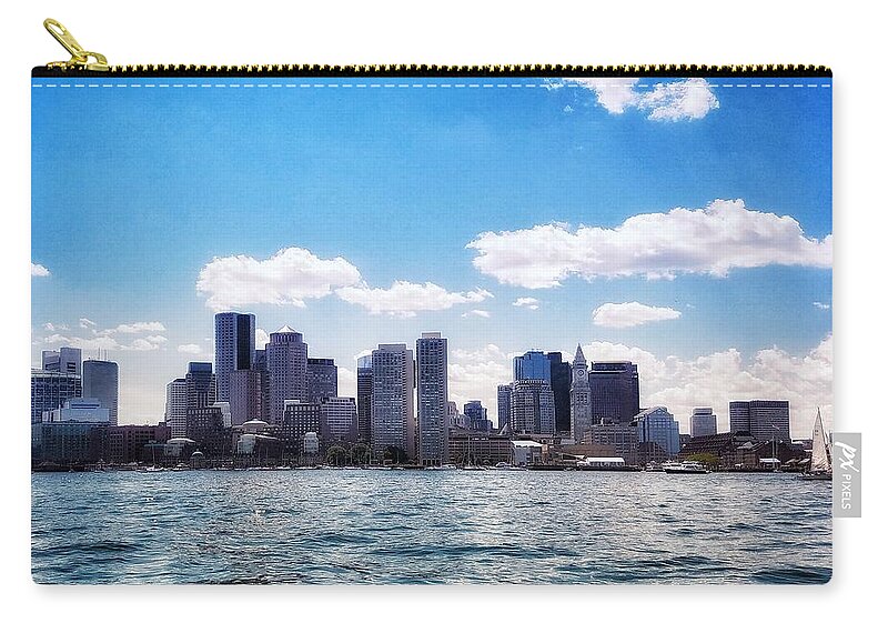Boston Zip Pouch featuring the photograph Boston Skyline from Boston Harbor by Mary Capriole