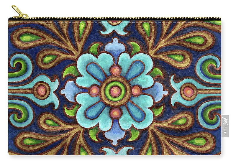 Ornamental Zip Pouch featuring the painting Botanical Mandala 9 by Amy E Fraser