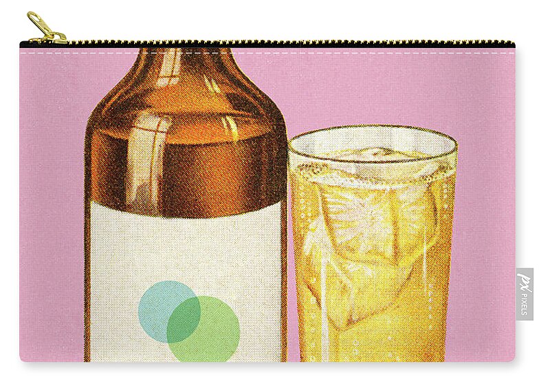 Alcohol Zip Pouch featuring the drawing Bottle of Liquor and Drink by CSA Images