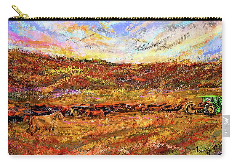Everton Zip Pouch featuring the painting Bountiful Bovine - Everton, Arkansas by Lourry Legarde