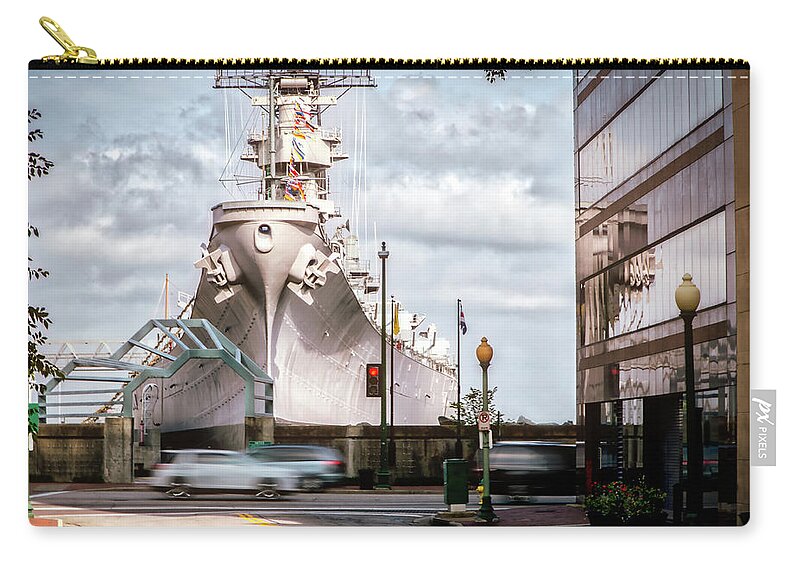 Battleship Zip Pouch featuring the photograph Boush Street by Bill Chizek