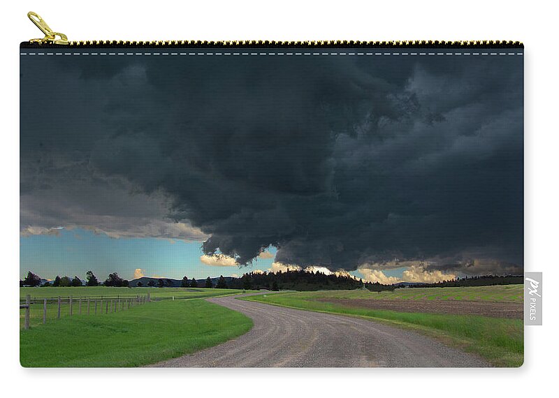 Storm Zip Pouch featuring the photograph Bozeman, Montana Thunderstorm by Douglas Wielfaert