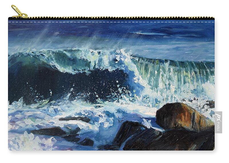 Ocean Zip Pouch featuring the painting Breakers by Eileen Patten Oliver