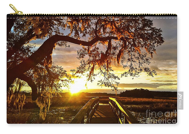 Johns Island Zip Pouch featuring the photograph Breaking Sunset by Robert Knight