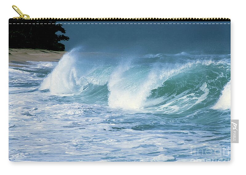 Sunset Beach Zip Pouch featuring the photograph Breaking Wave North Shore by Thomas R Fletcher