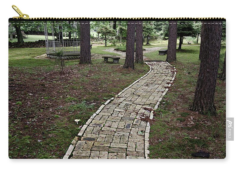 Landscape Zip Pouch featuring the photograph Brick Path Through the Trees by Crystal Wightman