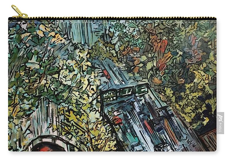 Gouache Zip Pouch featuring the painting Bridge and Tunnel by Angela Weddle