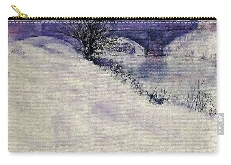 Stony Stratford Zip Pouch featuring the painting Bridge At Stony by Barry BLAKE