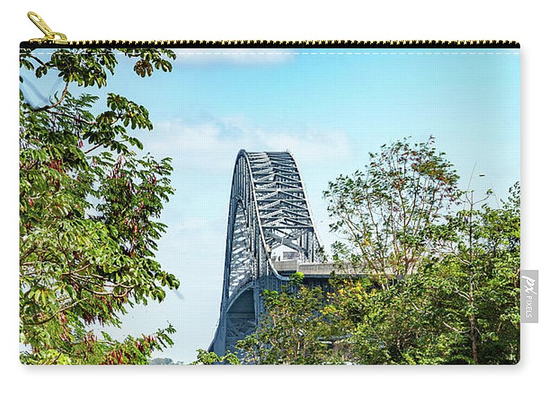 Estock Zip Pouch featuring the digital art Bridge Over Canal, Balba, Panama by Lumiere
