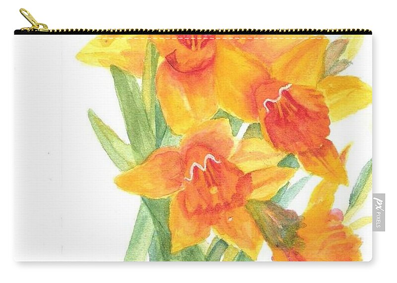 Flower Zip Pouch featuring the painting Bright Lilies by Marsha Woods