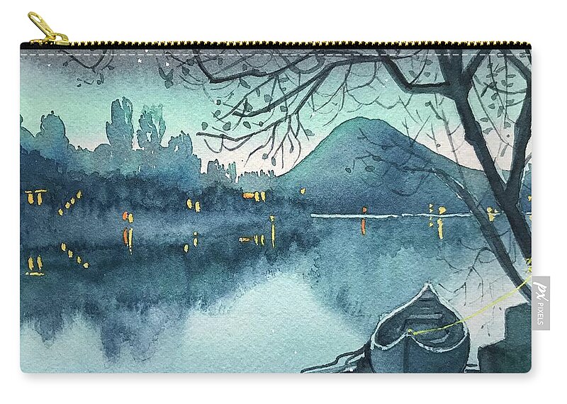Watercolor Carry-all Pouch featuring the painting Bring On the night by Luisa Millicent