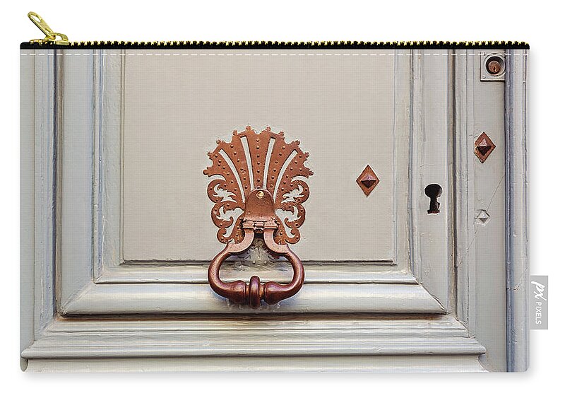 Bronze Paris Door Knocker Zip Pouch featuring the photograph Bronze Seashell Paris Door Knocker by Melanie Alexandra Price