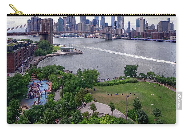 Brooklyn Bridge Park Zip Pouch featuring the photograph Brooklyn Bridge Park by S Paul Sahm