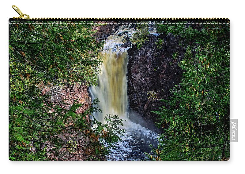 Autumn Colors Zip Pouch featuring the photograph Brownstone Falls by Dawn Richards