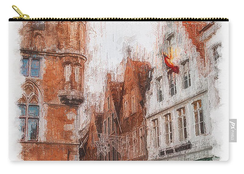 Belgium Carry-all Pouch featuring the painting Bruges, Belgium - 03 by AM FineArtPrints